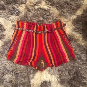 NWOT GREYLIN high-waisted striped belted shorts